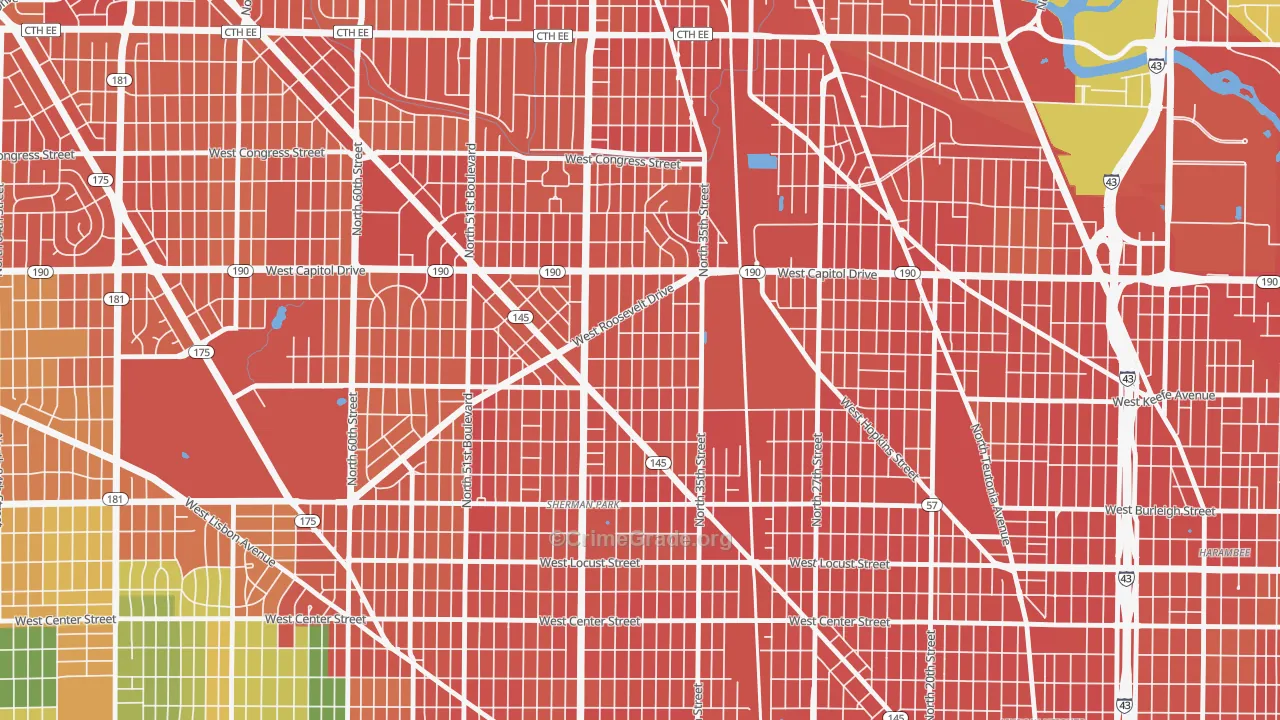 Roosevelt Grove, Milwaukee, WI Map of Assault Rates