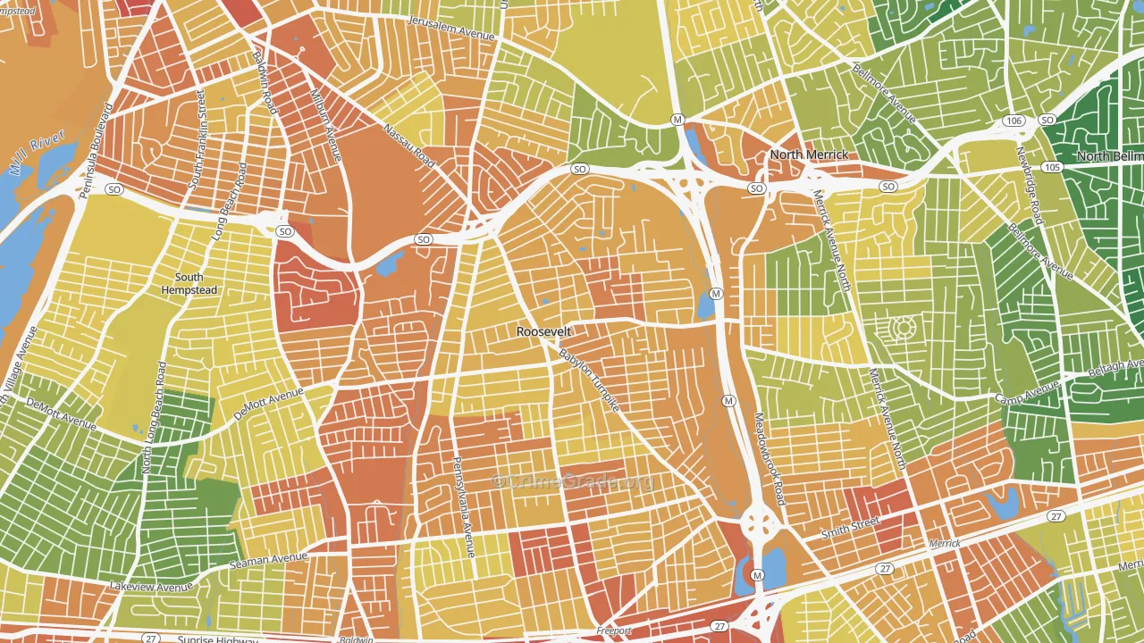 Roosevelt, NY Map of Assault Rates