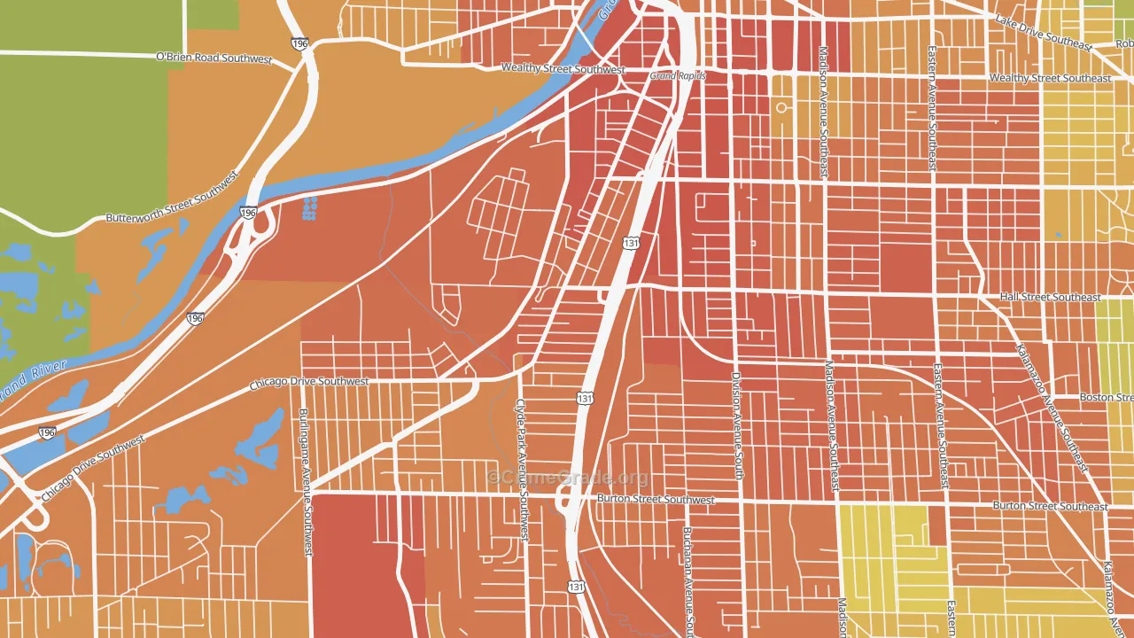Roosevelt Park, Grand Rapids, MI Map of Assault Rates