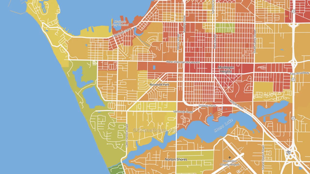 Roosevelt Park, MI Map of Assault Rates