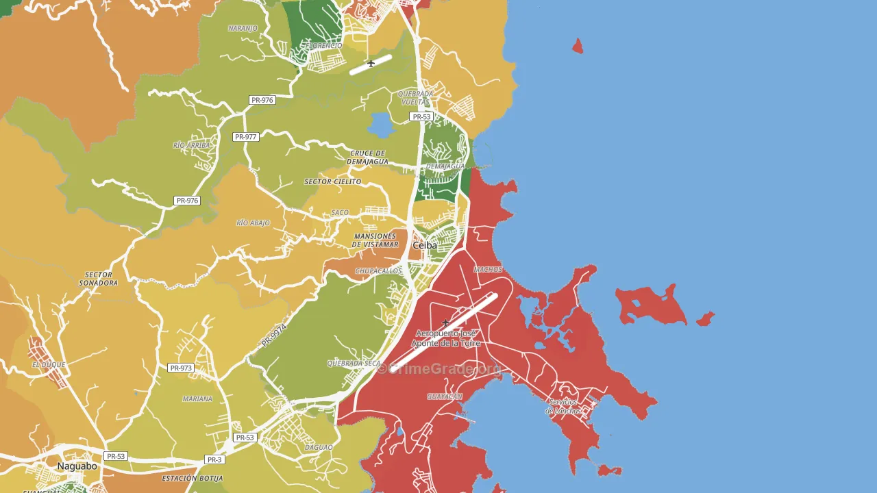 Roosevelt Roads Naval Station, PR Map of Assault Rates