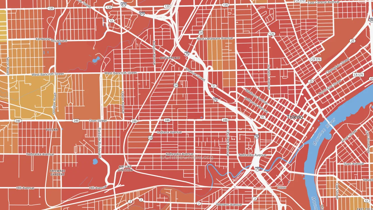 Roosevelt-Toledo, Toledo, OH Map of Assault Rates