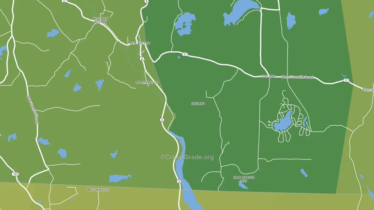 Roosterville, MA Map of Assault Rates
