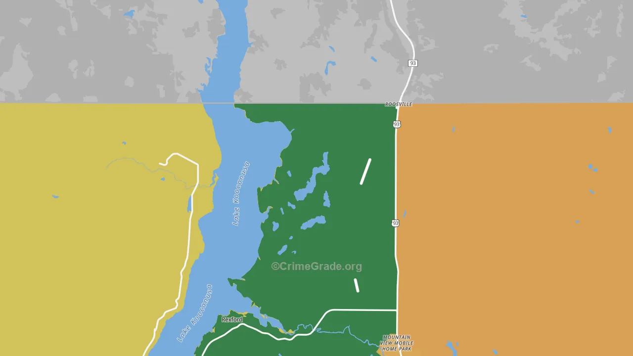 Roosville, MT Map of Assault Rates