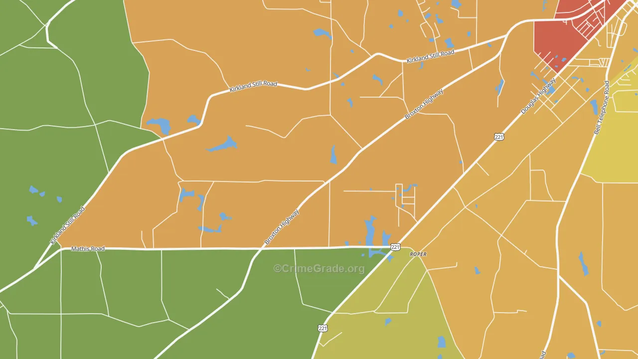Roper, GA Map of Assault Rates