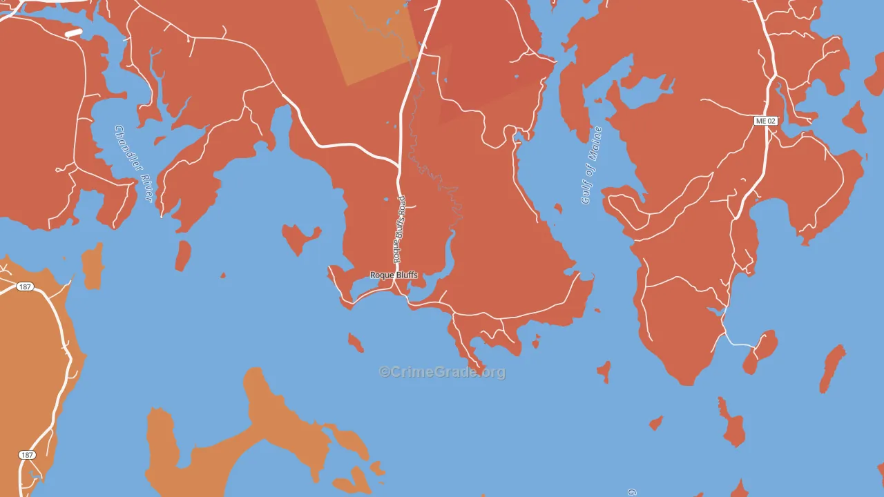 Roque Bluffs, ME Map of Assault Rates