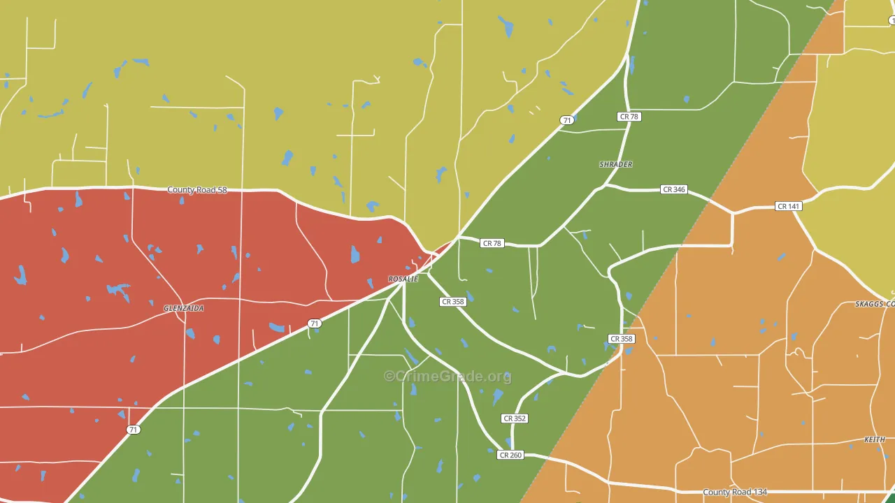 Rosalie, AL Map of Assault Rates