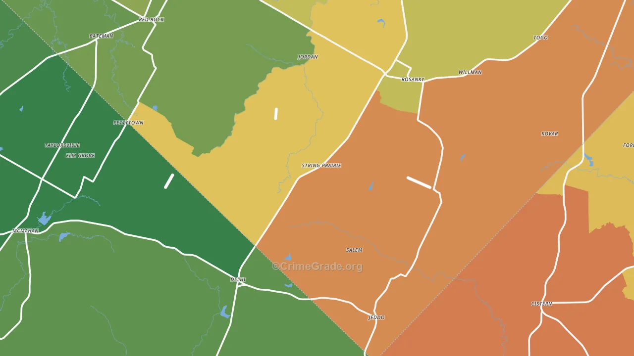Rosanky, TX Map of Assault Rates