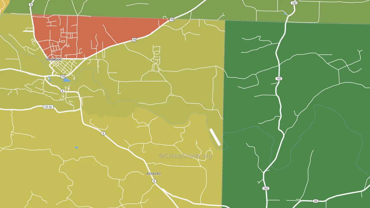 Rosboro, AR Map of Assault Rates