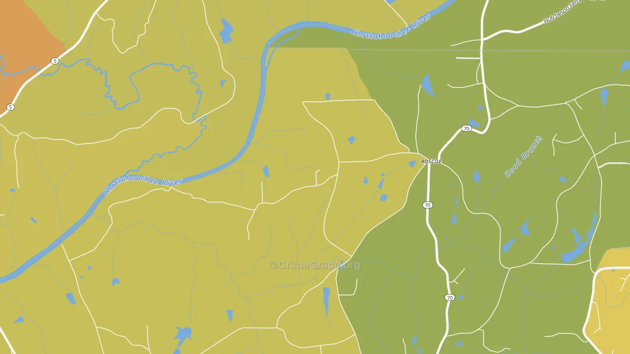Roscoe, GA Map of Assault Rates