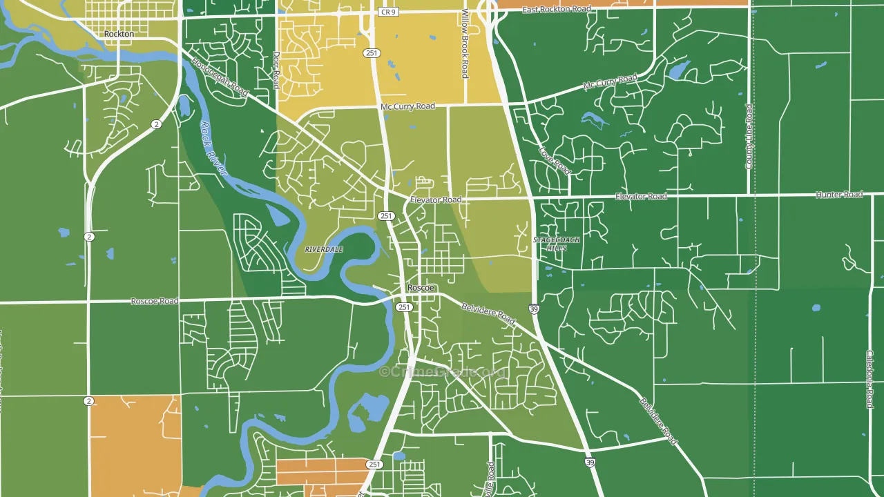 Roscoe, IL Map of Assault Rates