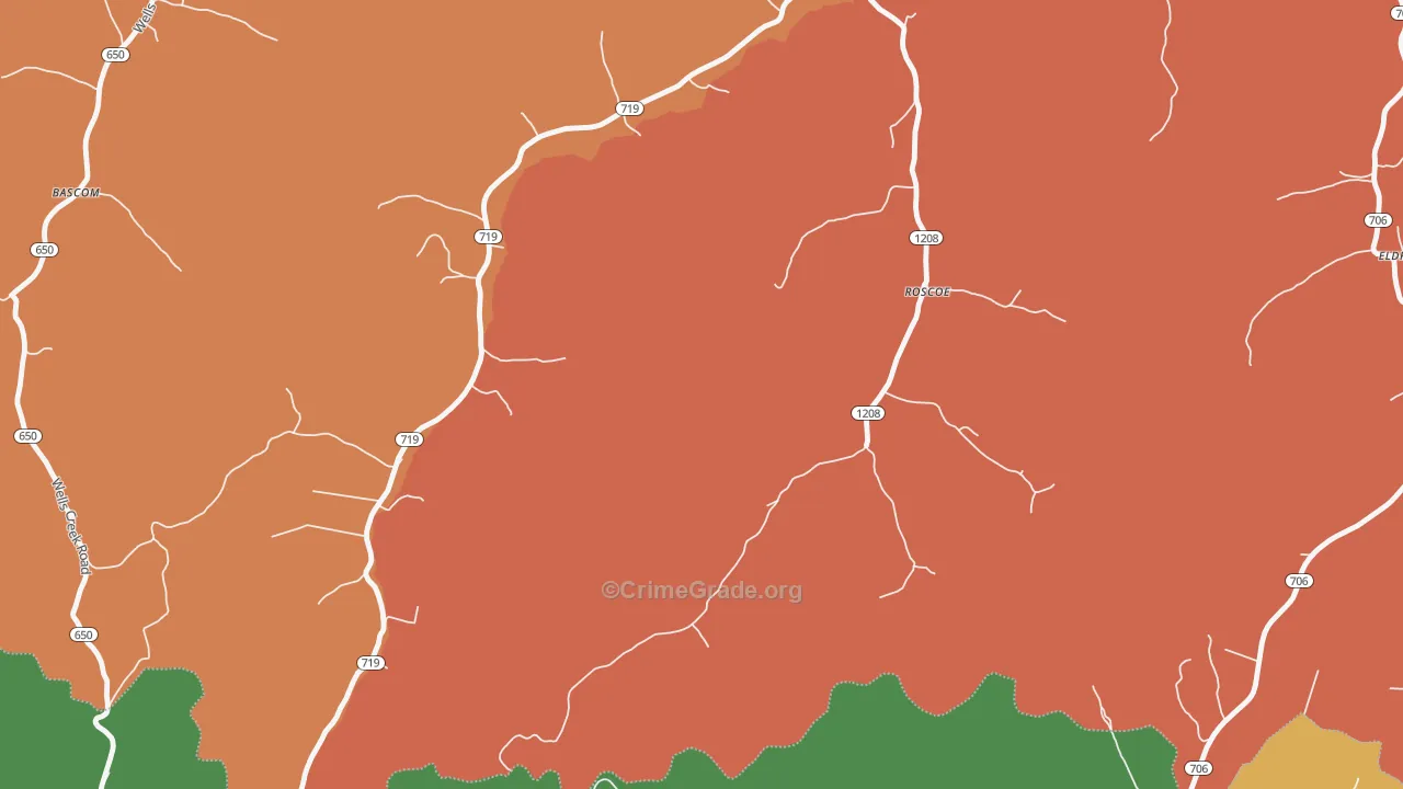 Roscoe, KY Map of Assault Rates