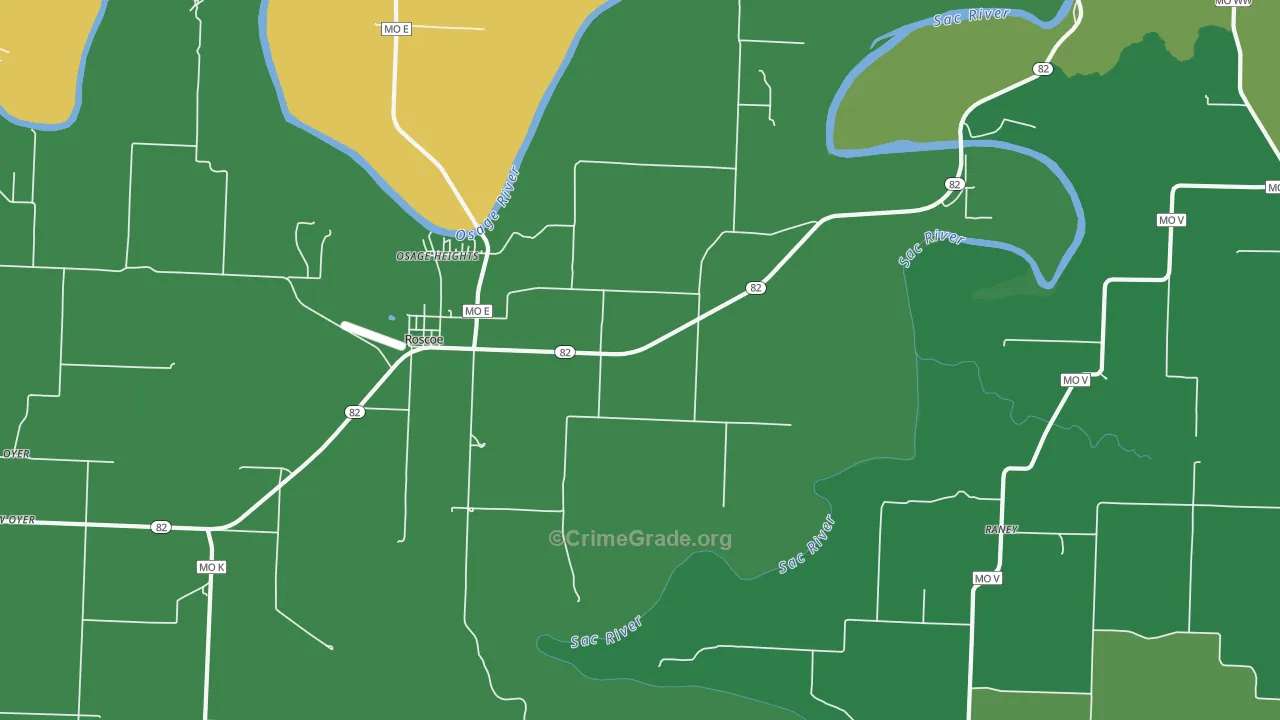 Roscoe, MO Map of Assault Rates