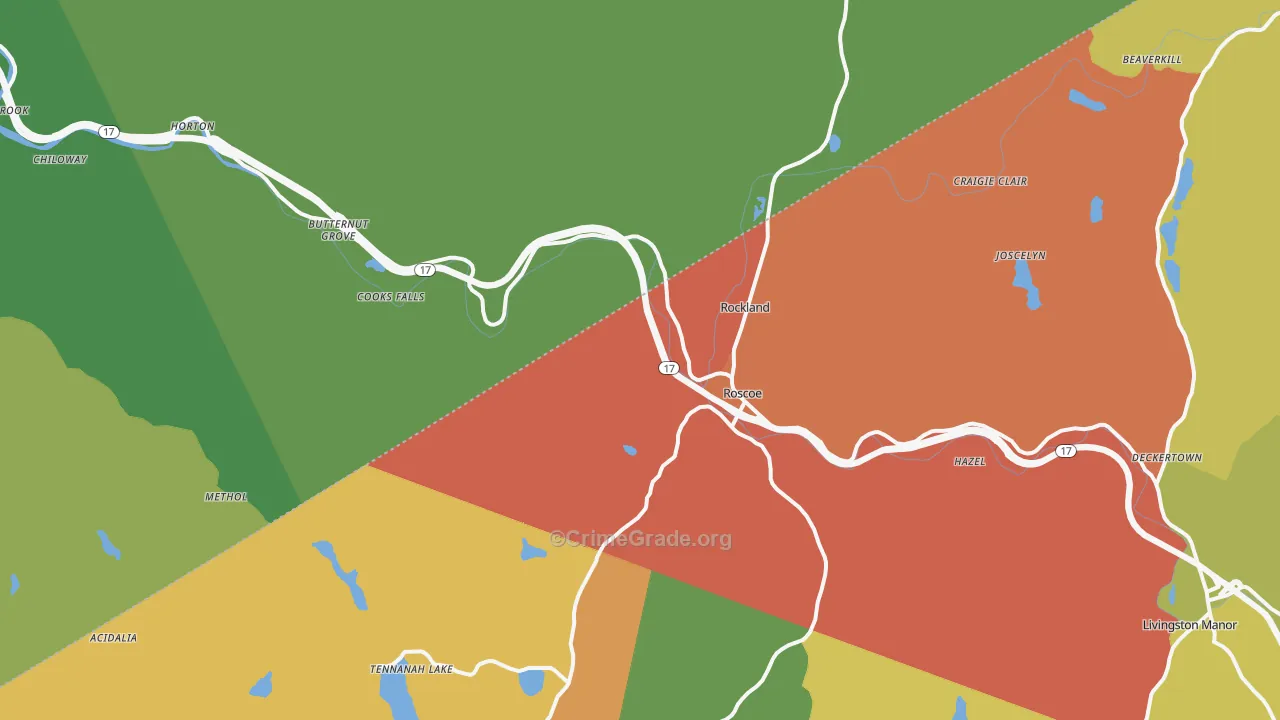 Roscoe, NY Map of Assault Rates