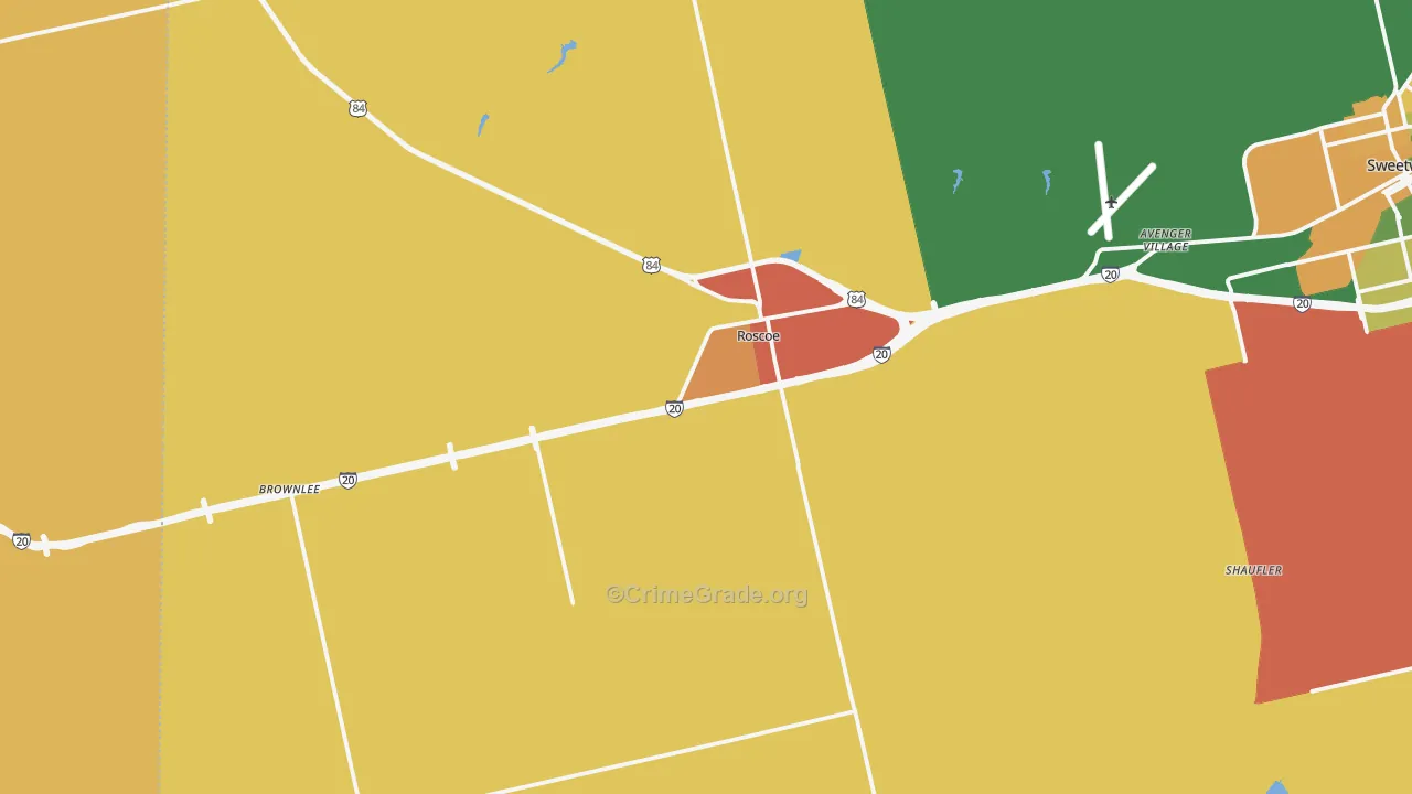 Roscoe, TX Map of Assault Rates