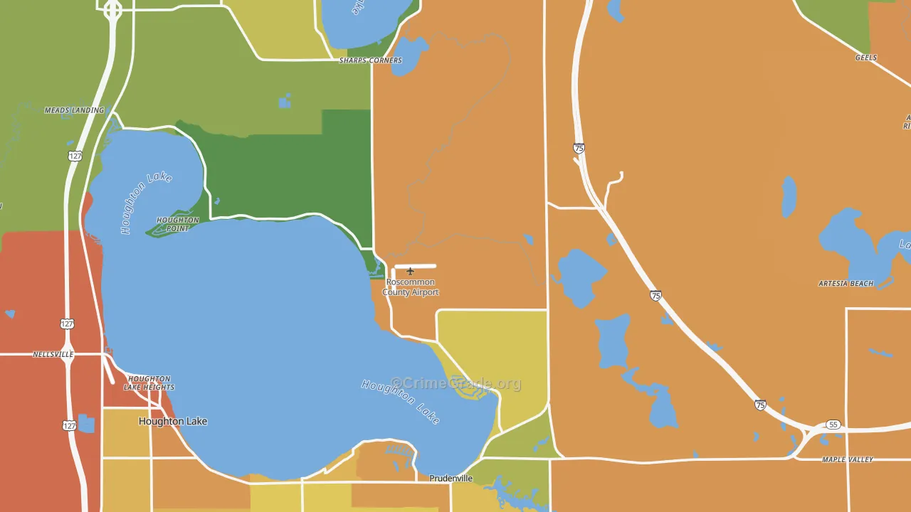 Roscommon County, MI Map of Assault Rates