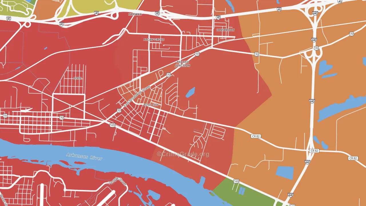 Rose City, AR Map of Assault Rates
