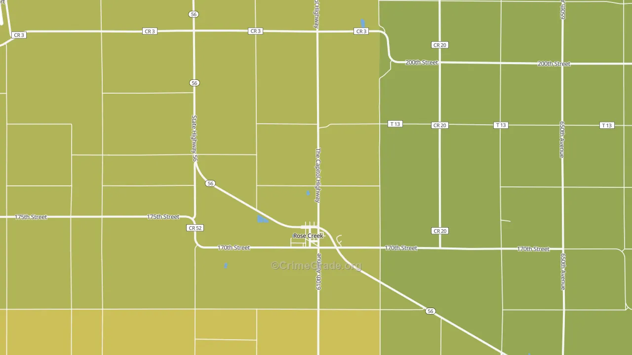 Rose Creek, MN Map of Assault Rates