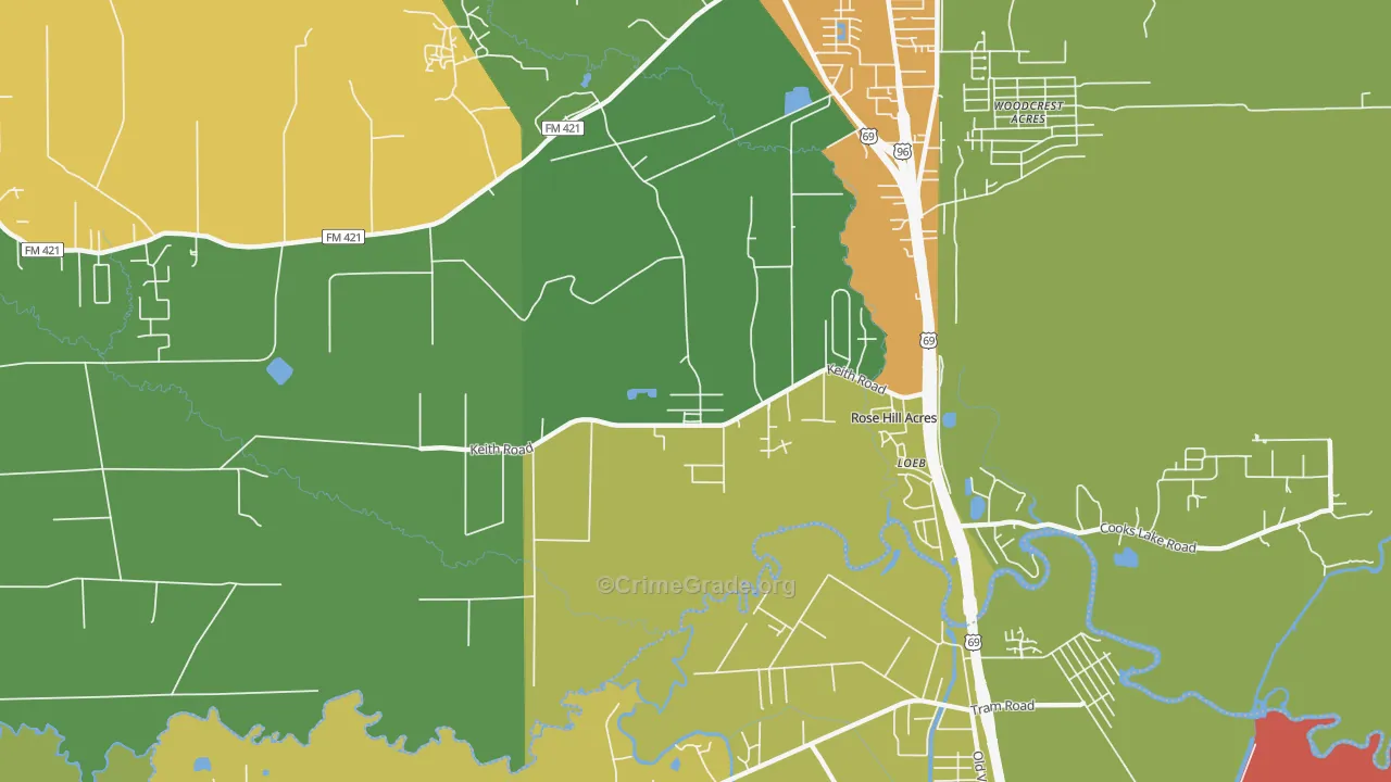 Rose Hill Acres, TX Map of Assault Rates