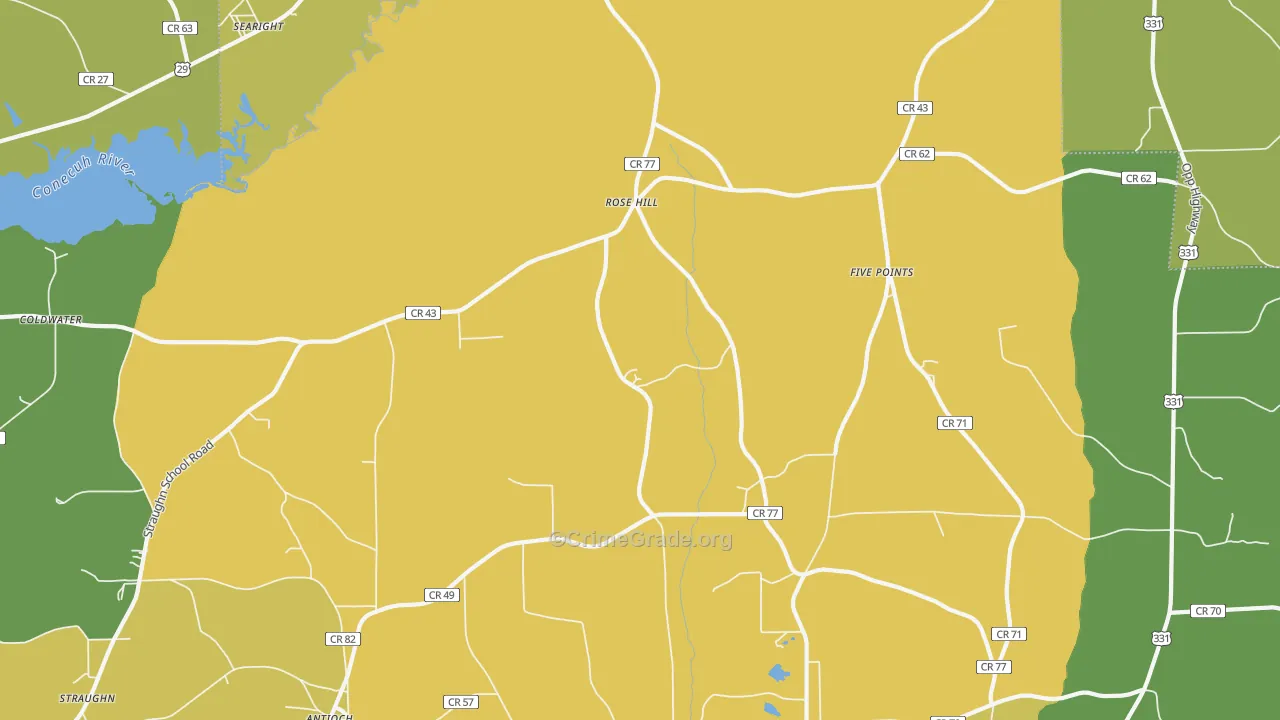 Rose Hill, AL Map of Assault Rates