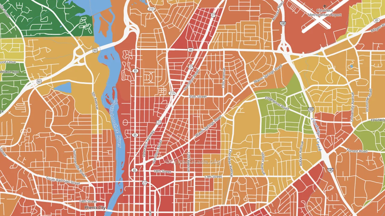 Rose Hill, Columbus, GA Map of Assault Rates