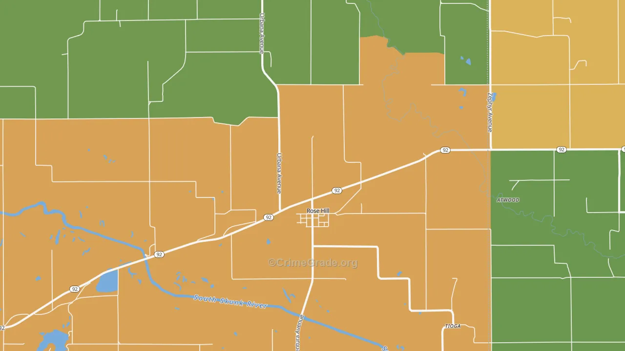 Rose Hill, IA Map of Assault Rates