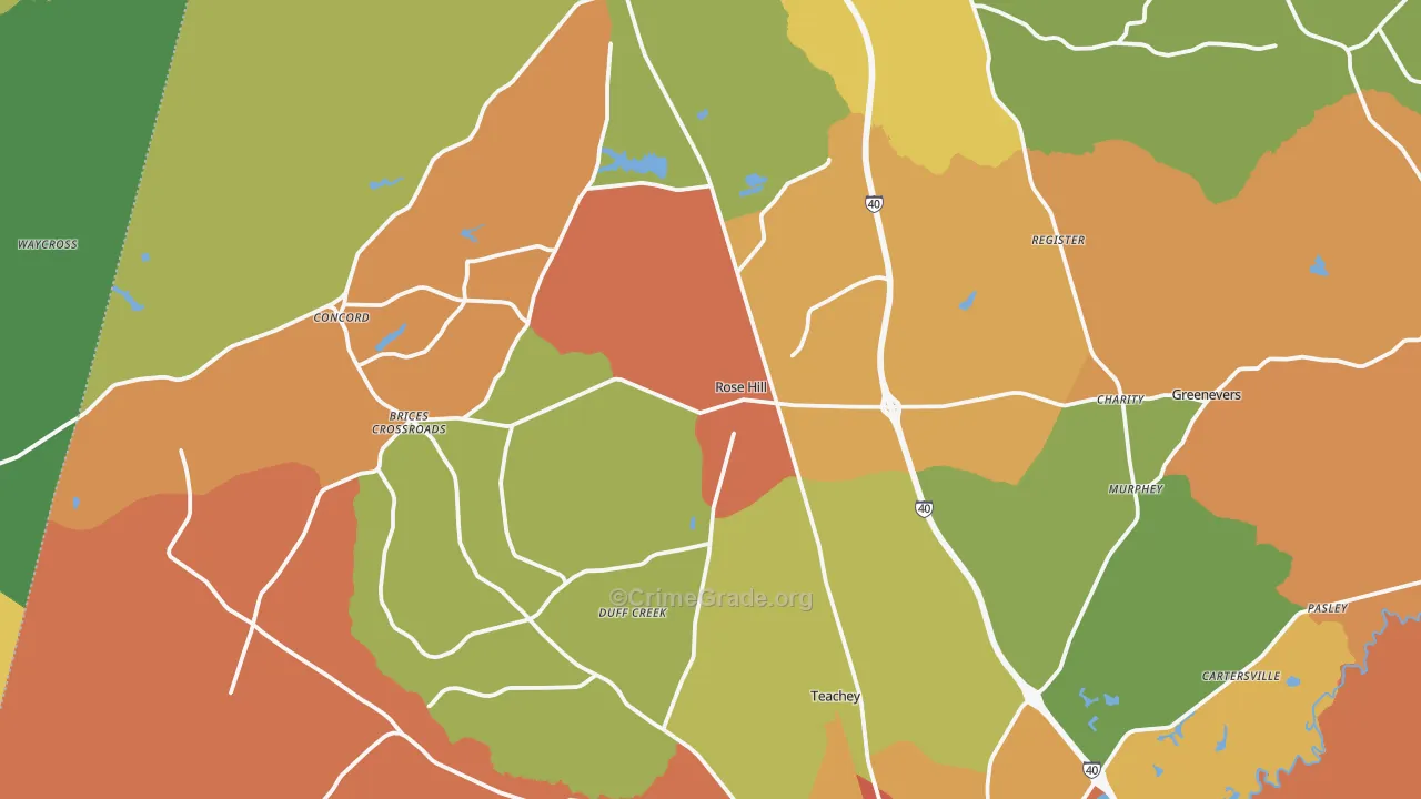 Rose Hill, NC Map of Assault Rates