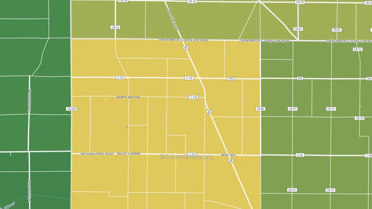 Rose Hill, OH Map of Assault Rates