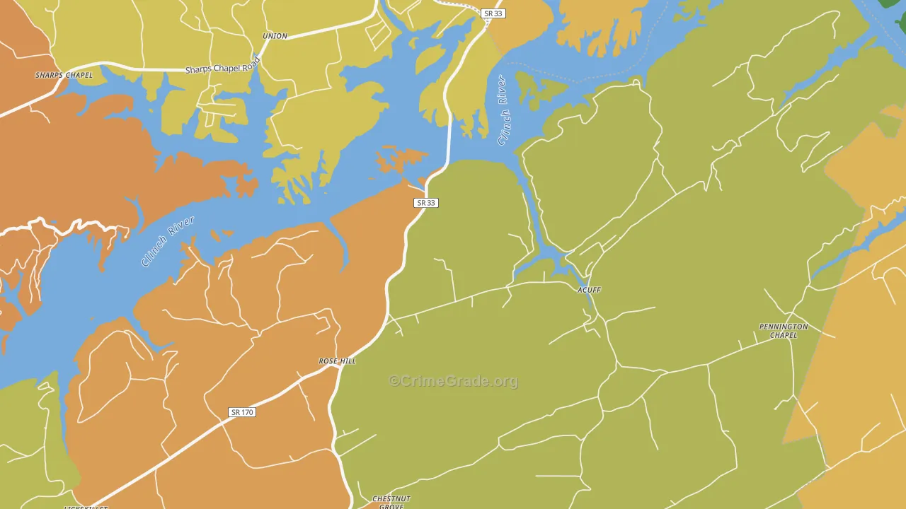Rose Hill, TN Map of Assault Rates