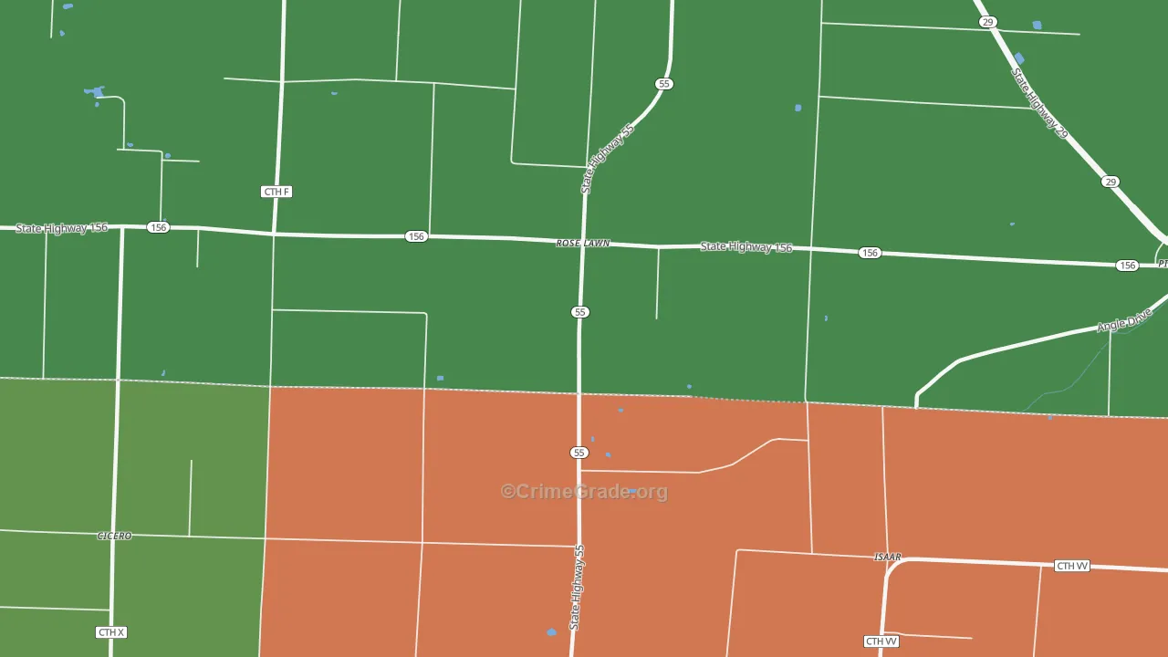 Rose Lawn, WI Map of Assault Rates