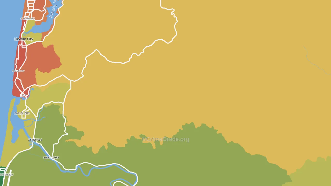 Rose Lodge, OR Map of Assault Rates