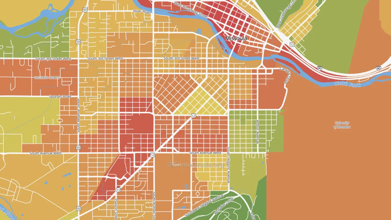 Rose Park, Missoula, MT Map of Assault Rates