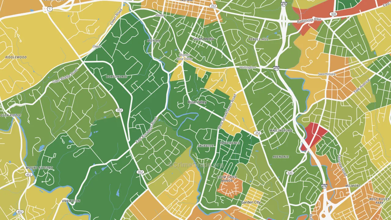 Rose Valley, PA Map of Assault Rates