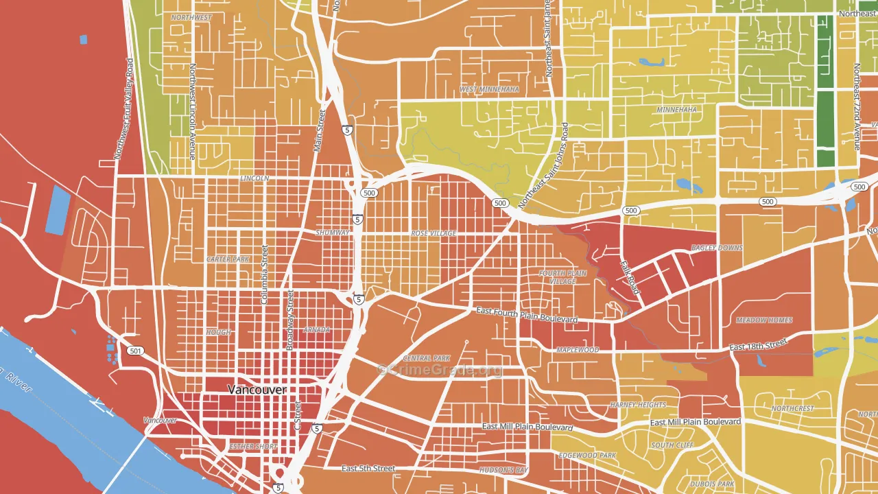 Rose Village, Vancouver, WA Map of Assault Rates