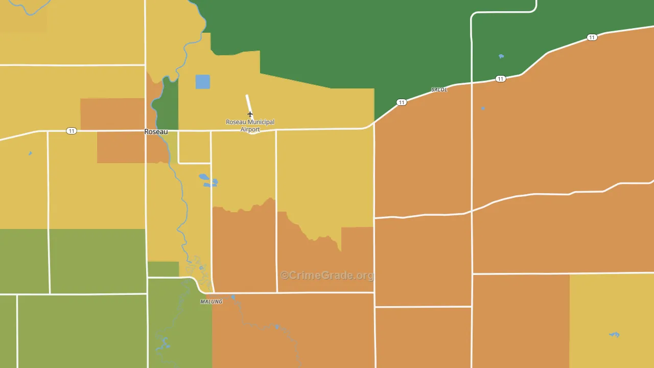 Roseau County, MN Map of Assault Rates