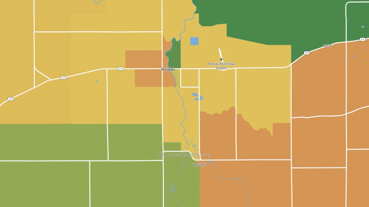 Roseau, MN Map of Assault Rates