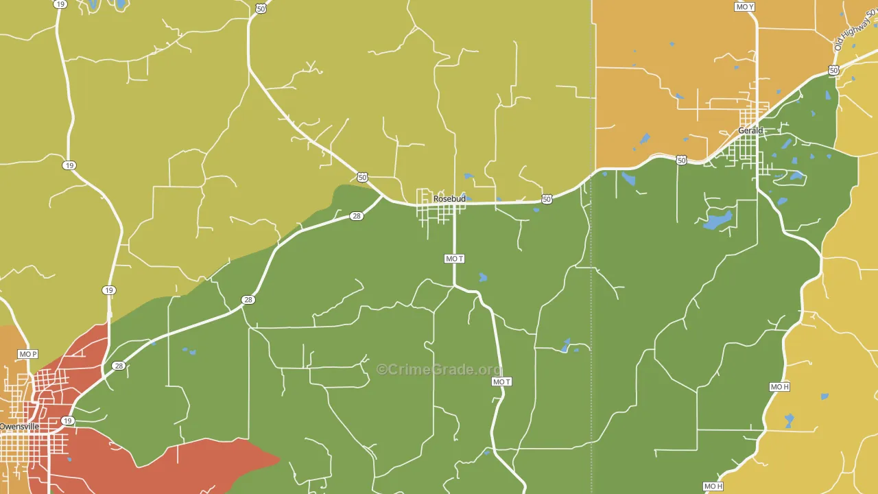 Rosebud, MO Map of Assault Rates
