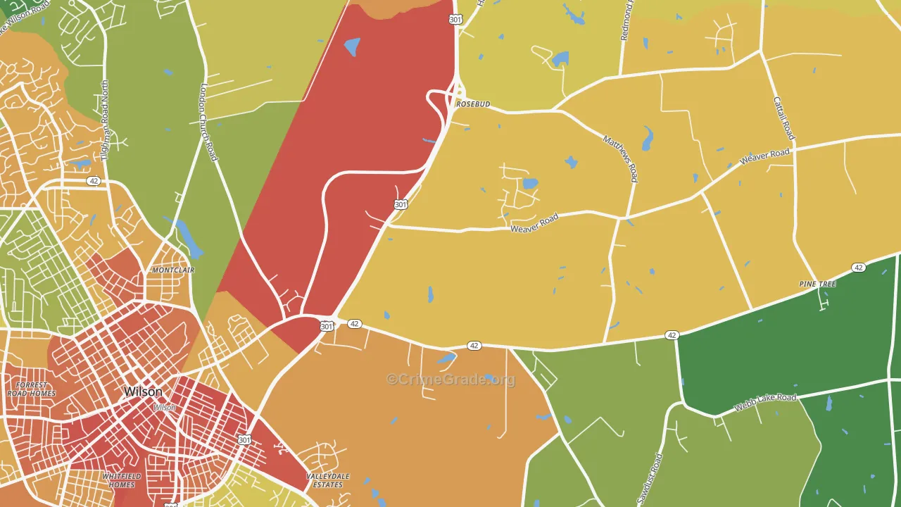 Rosebud, NC Map of Assault Rates