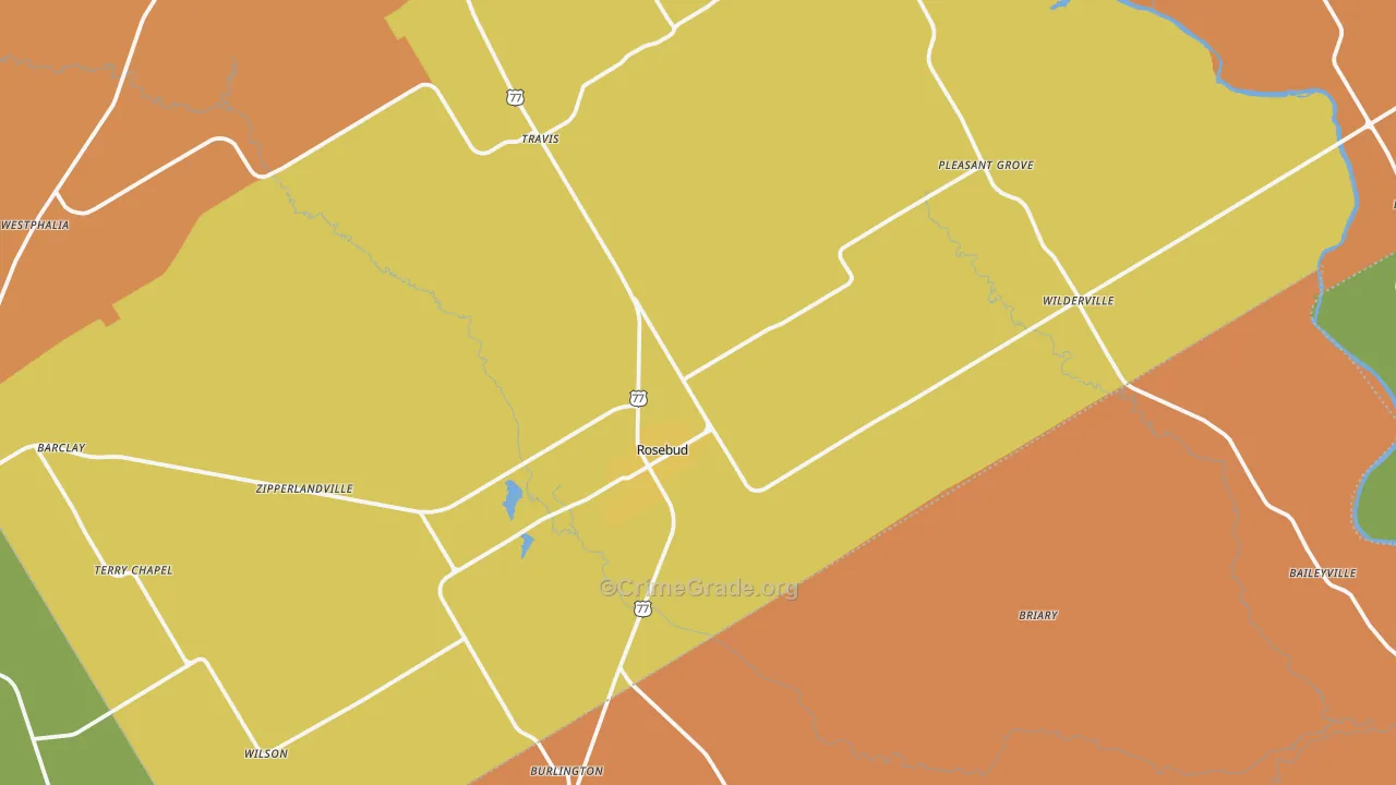 Rosebud, TX Map of Assault Rates