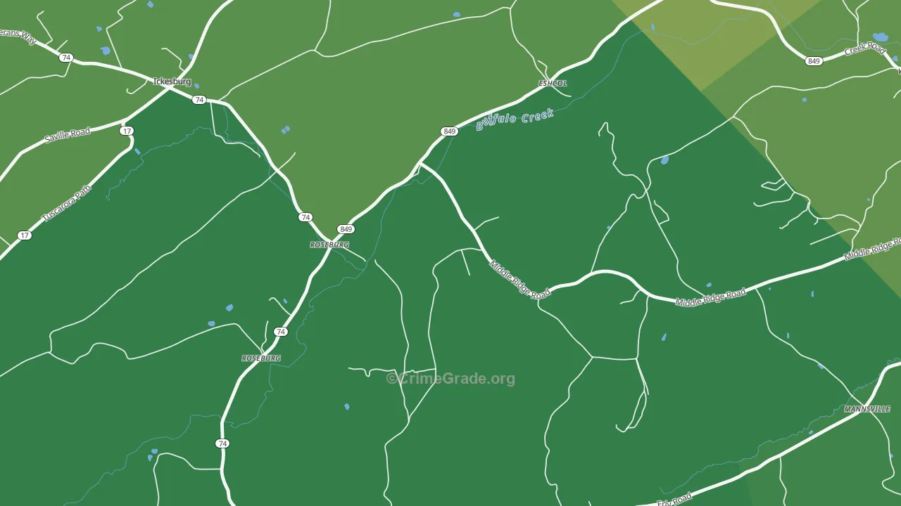Roseburg, PA Map of Assault Rates