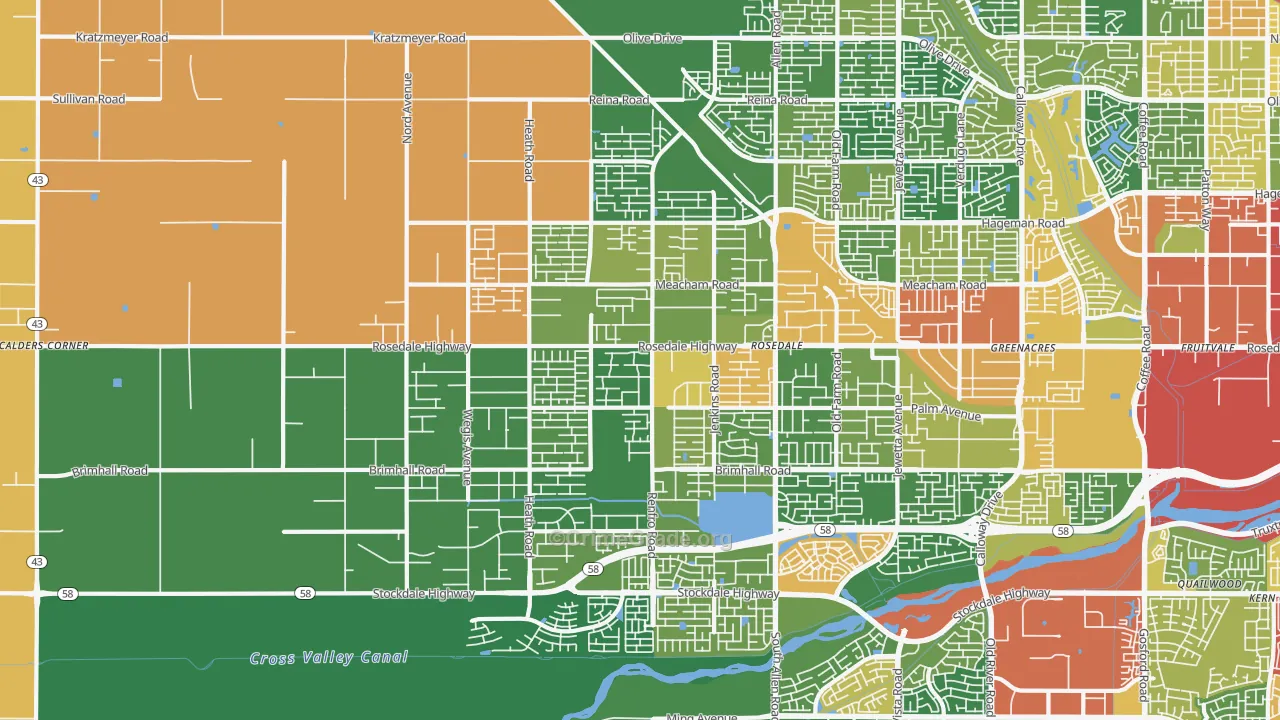 Rosedale, Bakersfield, CA Map of Assault Rates