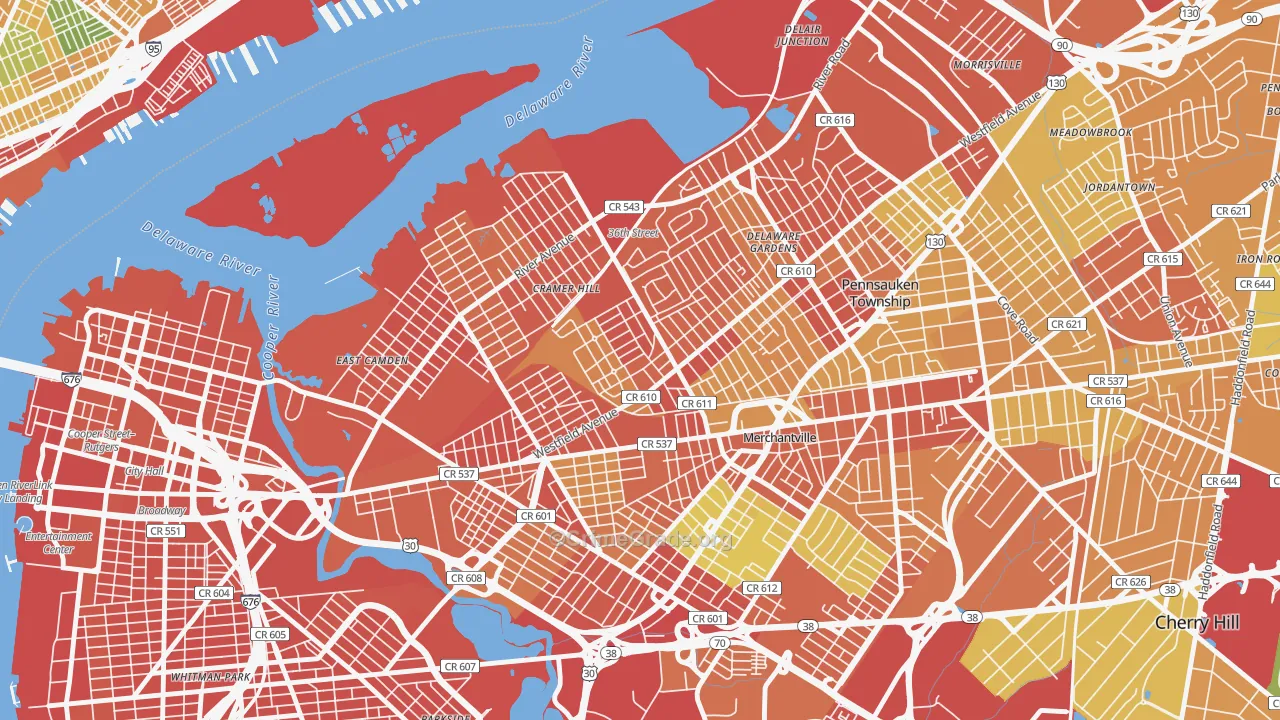 Rosedale, Camden, NJ Map of Assault Rates