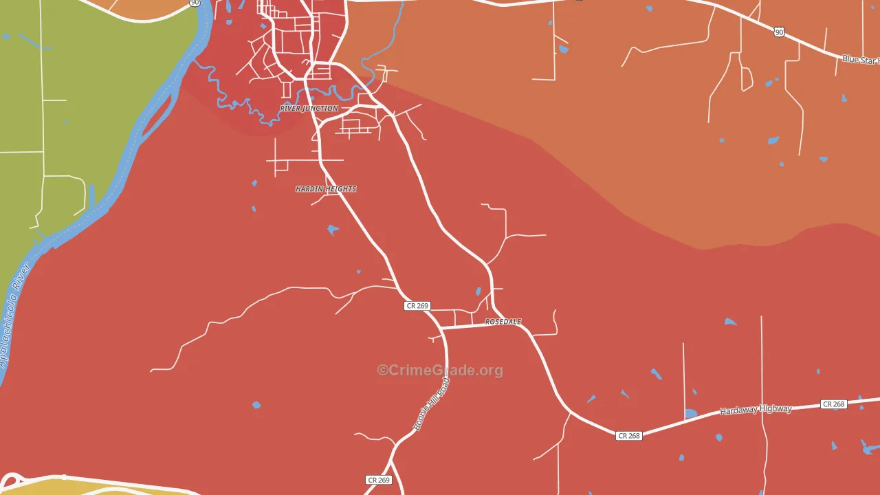 Rosedale, FL Map of Assault Rates