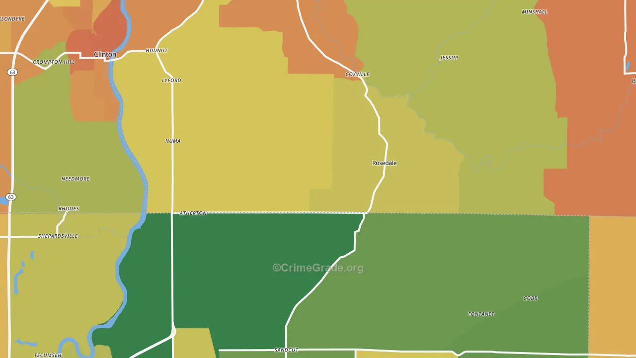 Rosedale, IN Map of Assault Rates