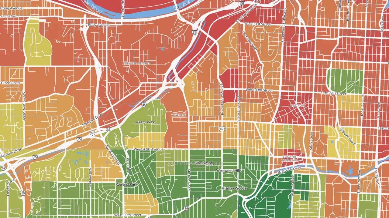 Rosedale, Kansas City, KS Map of Assault Rates