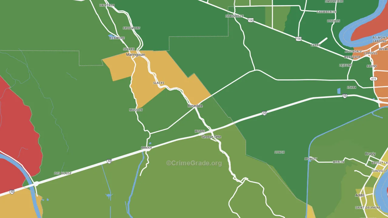 Rosedale, LA Map of Assault Rates