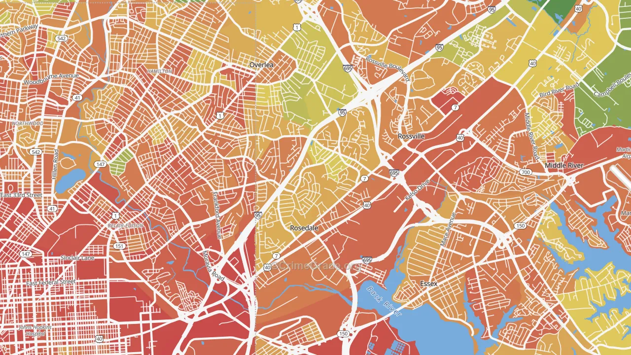 Rosedale, MD Map of Assault Rates