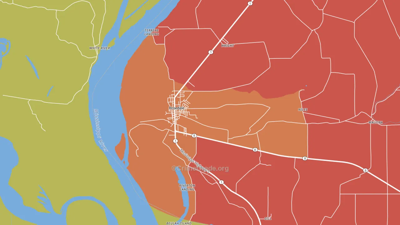 Rosedale, MS Map of Assault Rates