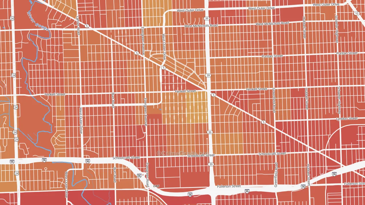 Rosedale Park, Detroit, MI Map of Assault Rates