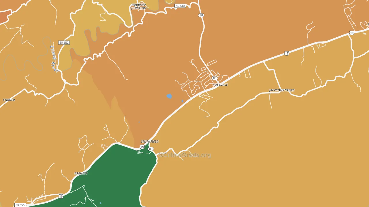 Rosedale, VA Map of Assault Rates